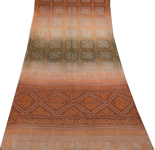 Sushila Vintage Multi-Color Scrap Saree Pure Georgette Silk Printed Sari Fabric