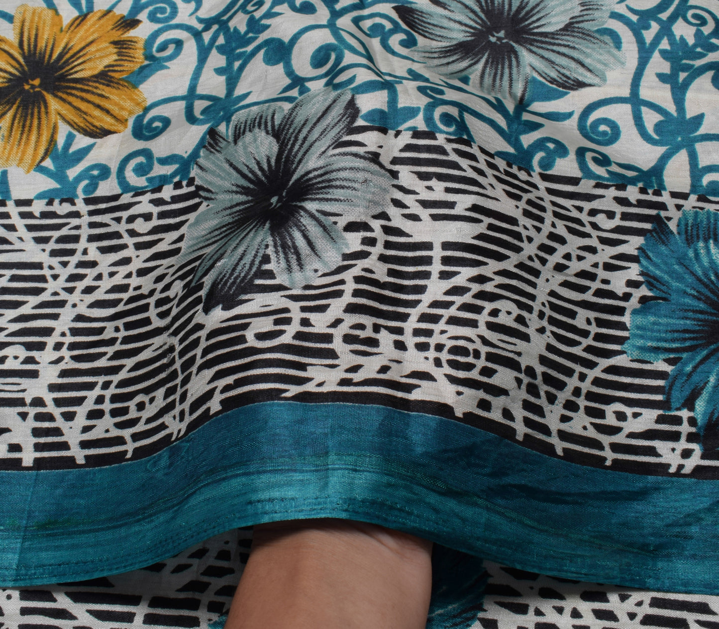 Sushila Vintage Indian Scrap Saree Blend Silk Printed Sari Soft Craft Fabric