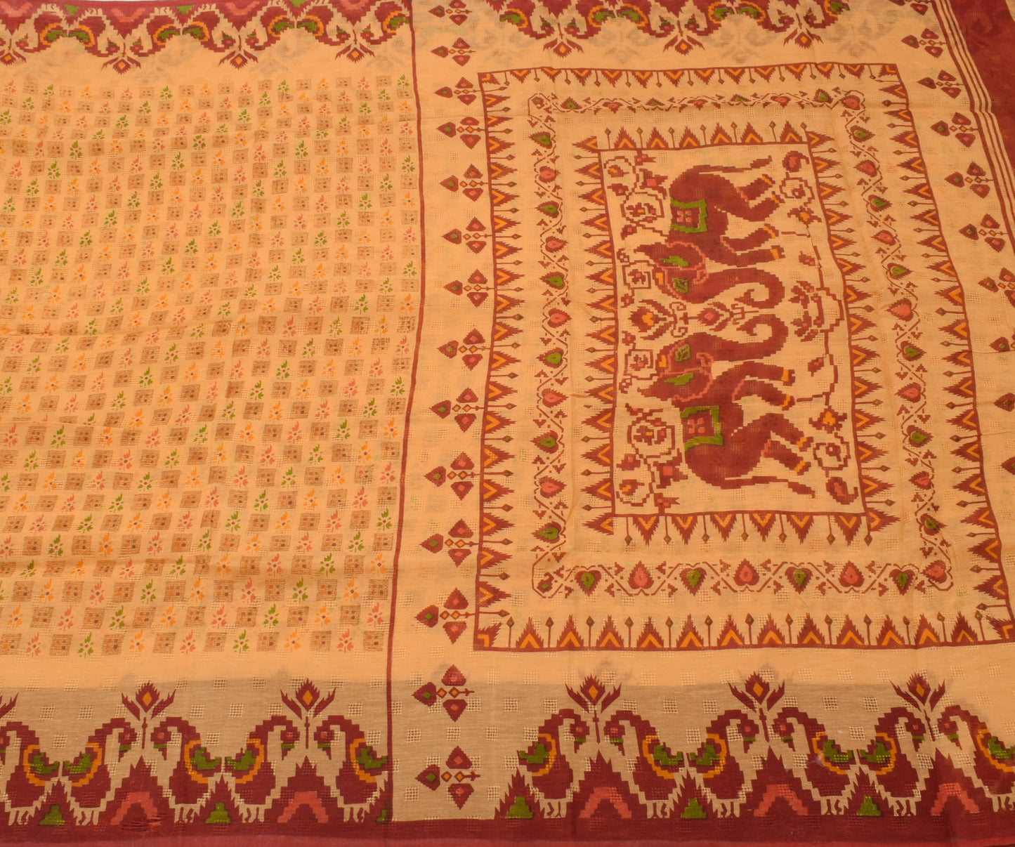 Sushila Vintage Indian Scrap Saree 100% Pure Cotton Printed Floral Sari Fabric