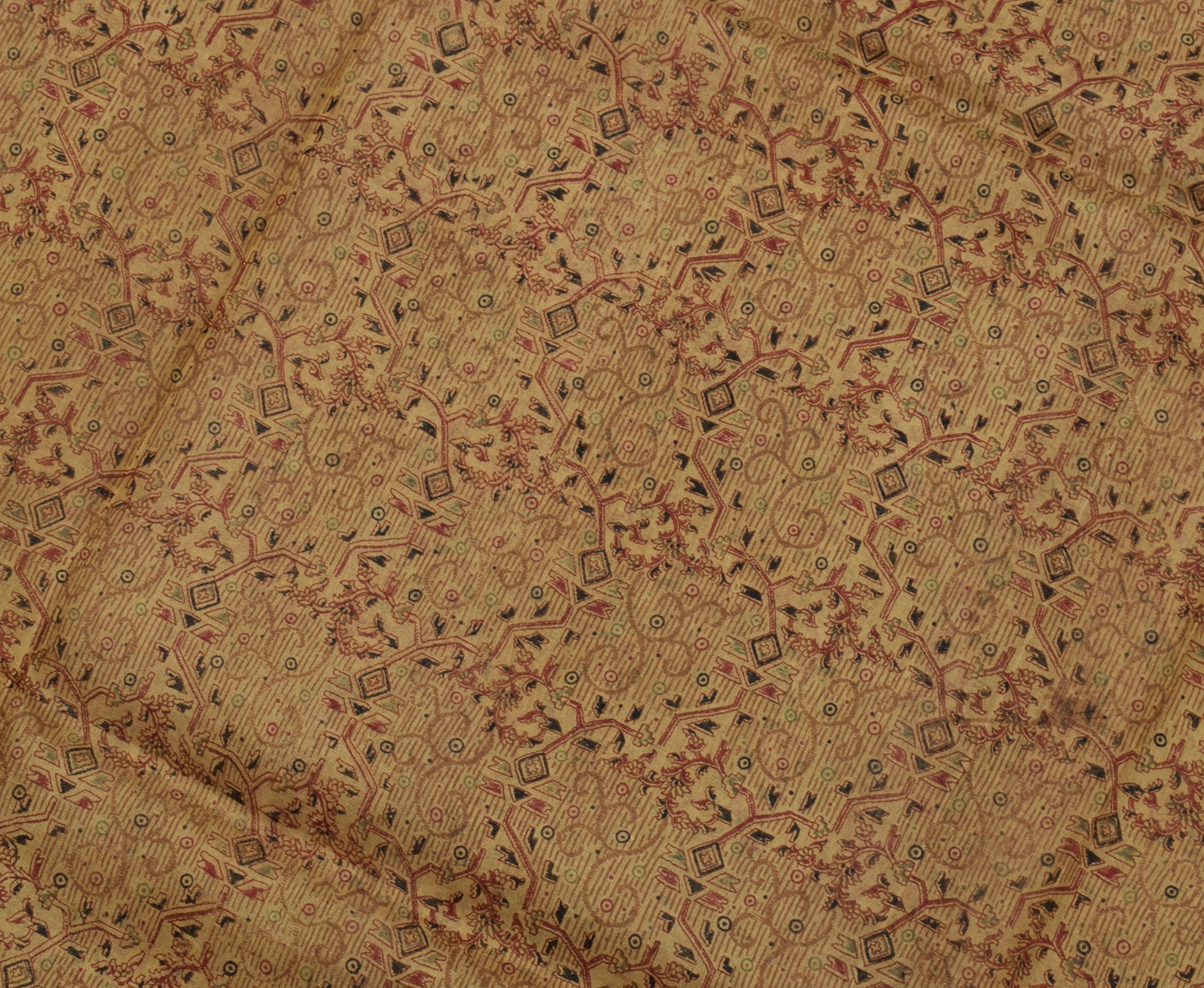 Sushila Vintage Brown Scrap Saree 100% Pure Silk Printed Floral Sari Fabric