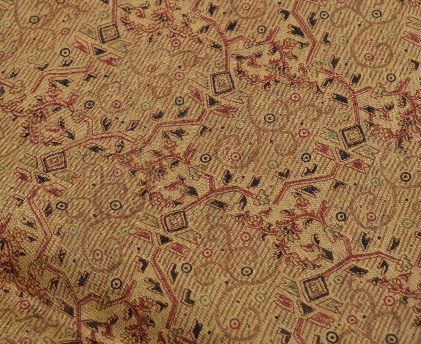 Sushila Vintage Brown Scrap Saree 100% Pure Silk Printed Floral Sari Fabric