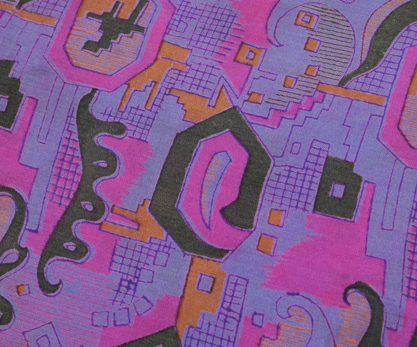 Sushila Vintage Purple Scrap Saree 100% Pure Silk Printed 5 Yard Sari Fabric