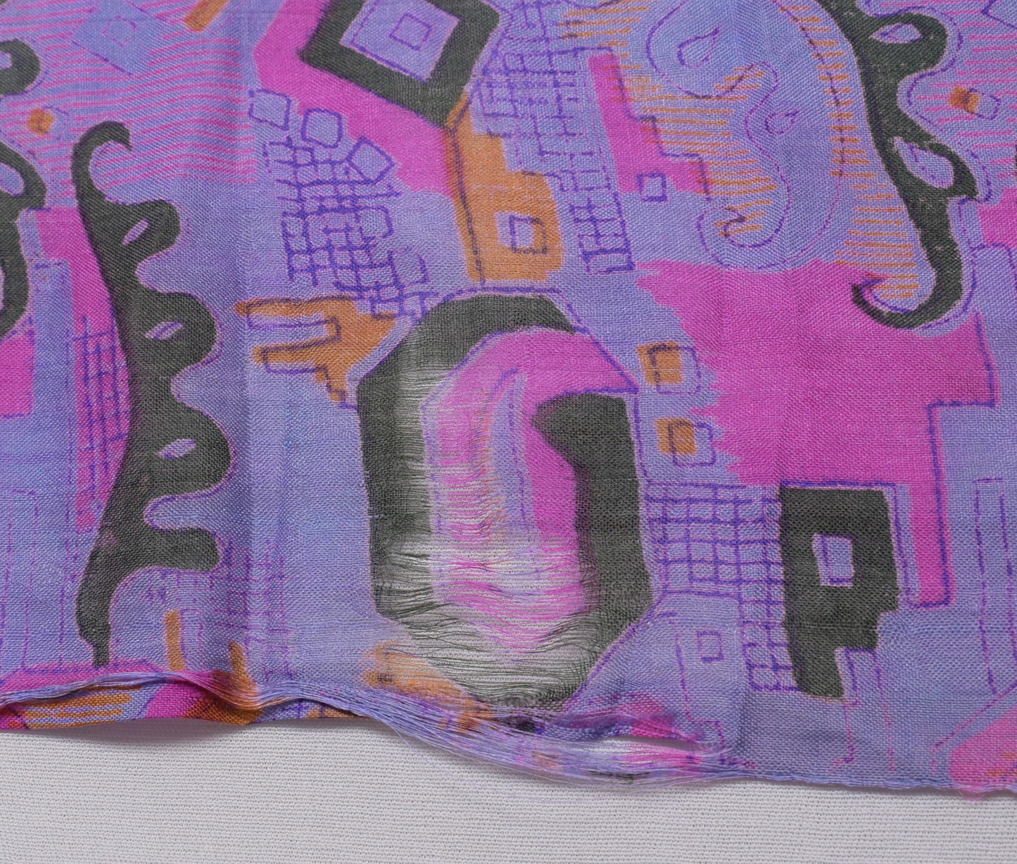 Sushila Vintage Purple Scrap Saree 100% Pure Silk Printed 5 Yard Sari Fabric