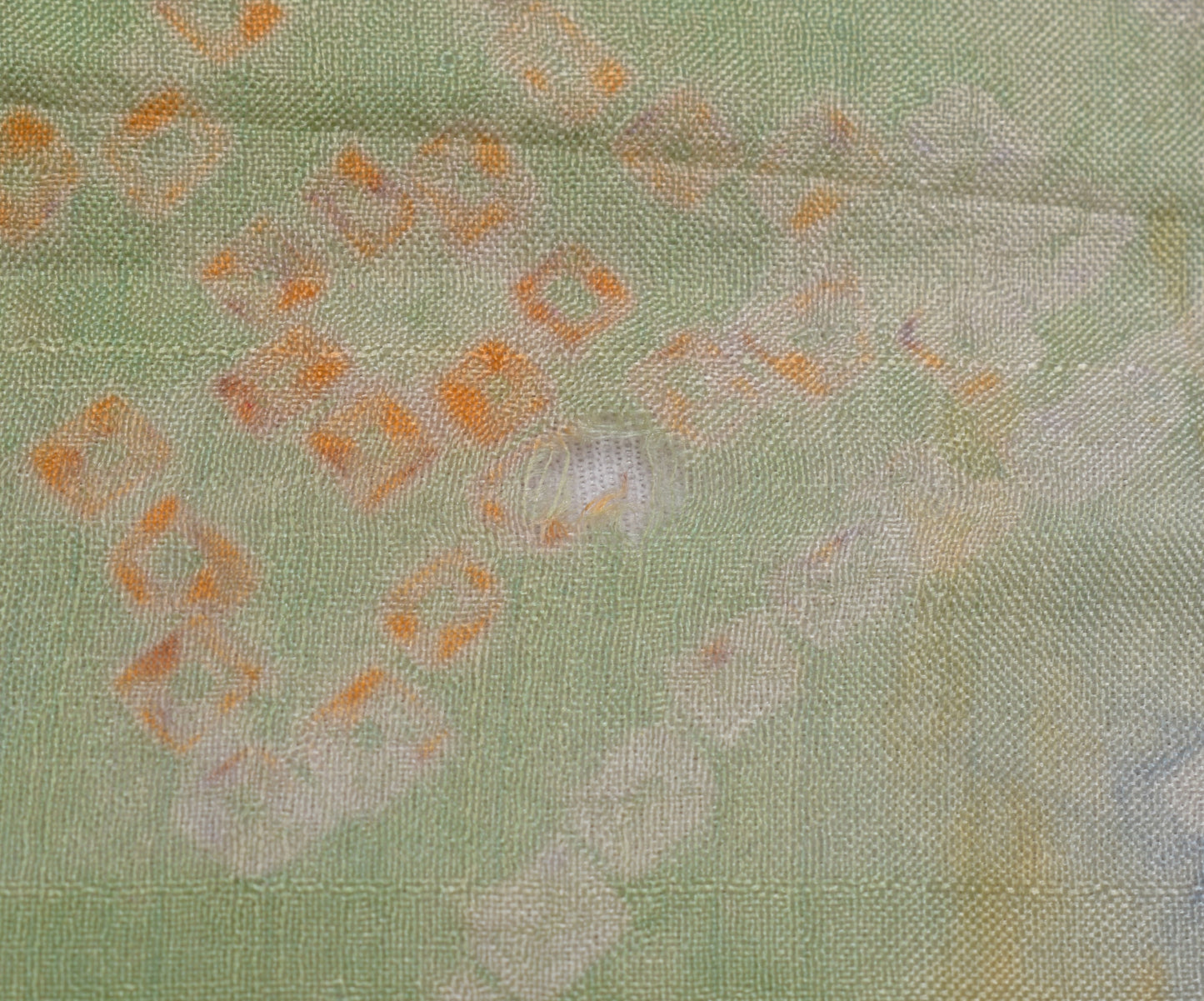 Sushila Vintage Green Scrap Saree 100% Pure Silk Bandhani Printed Sari Fabric