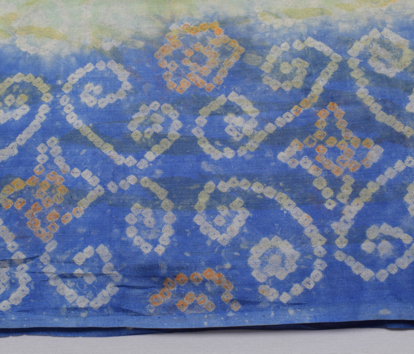 Sushila Vintage Green Scrap Saree 100% Pure Silk Bandhani Printed Sari Fabric