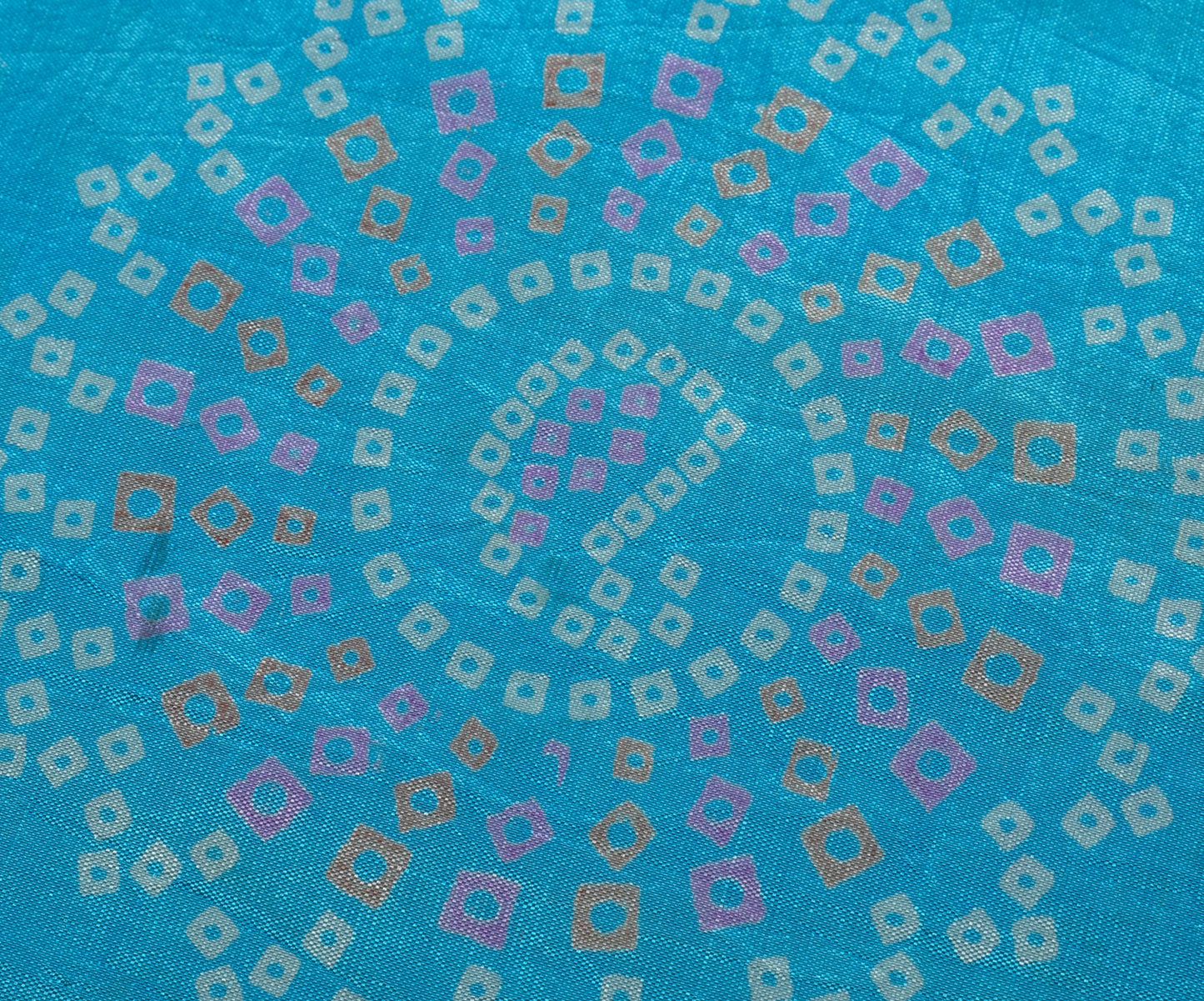 Sushila Vintage Indian Blue Scrap Saree Blend Silk Bandhani Printed Sari Fabric