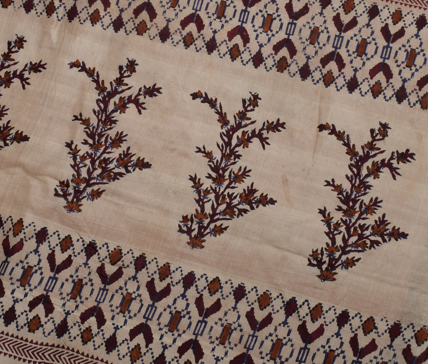Sushila Vintage Brown Scrap Saree 100% Pure Silk Printed Sari 5 YD Craft  Fabric