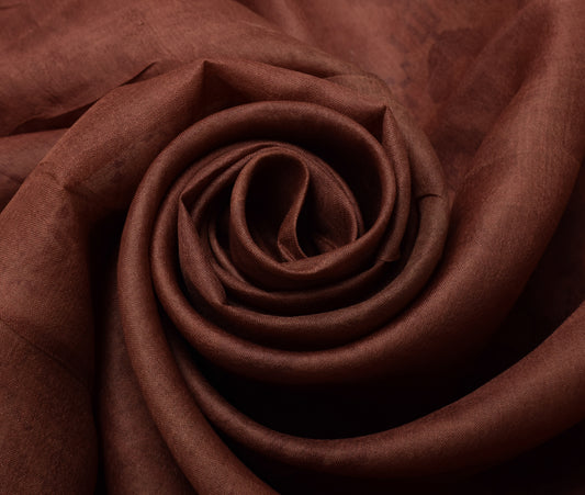 Sushila Vintage Brown Scrap Saree 100% Pure Silk Printed Sari 5 YD Craft  Fabric