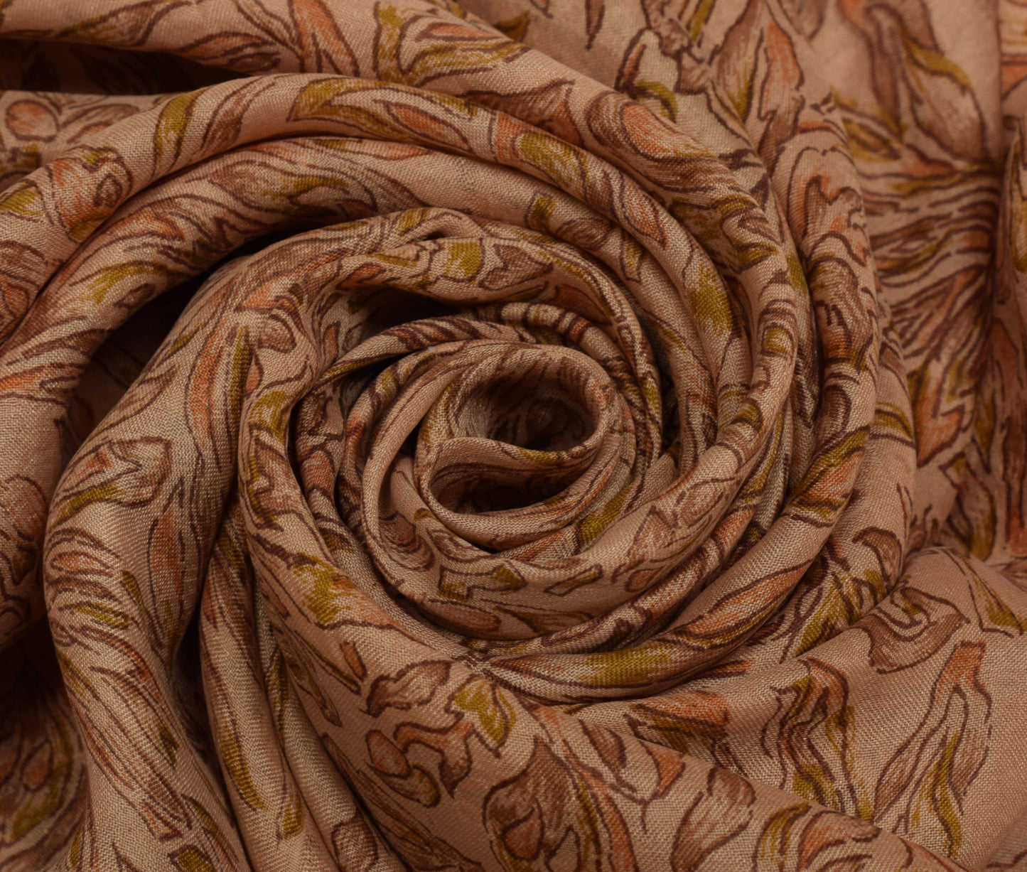 Sushila Vintage Brown Scrap Saree 100% Pure Silk Printed Floral Sari Fabric