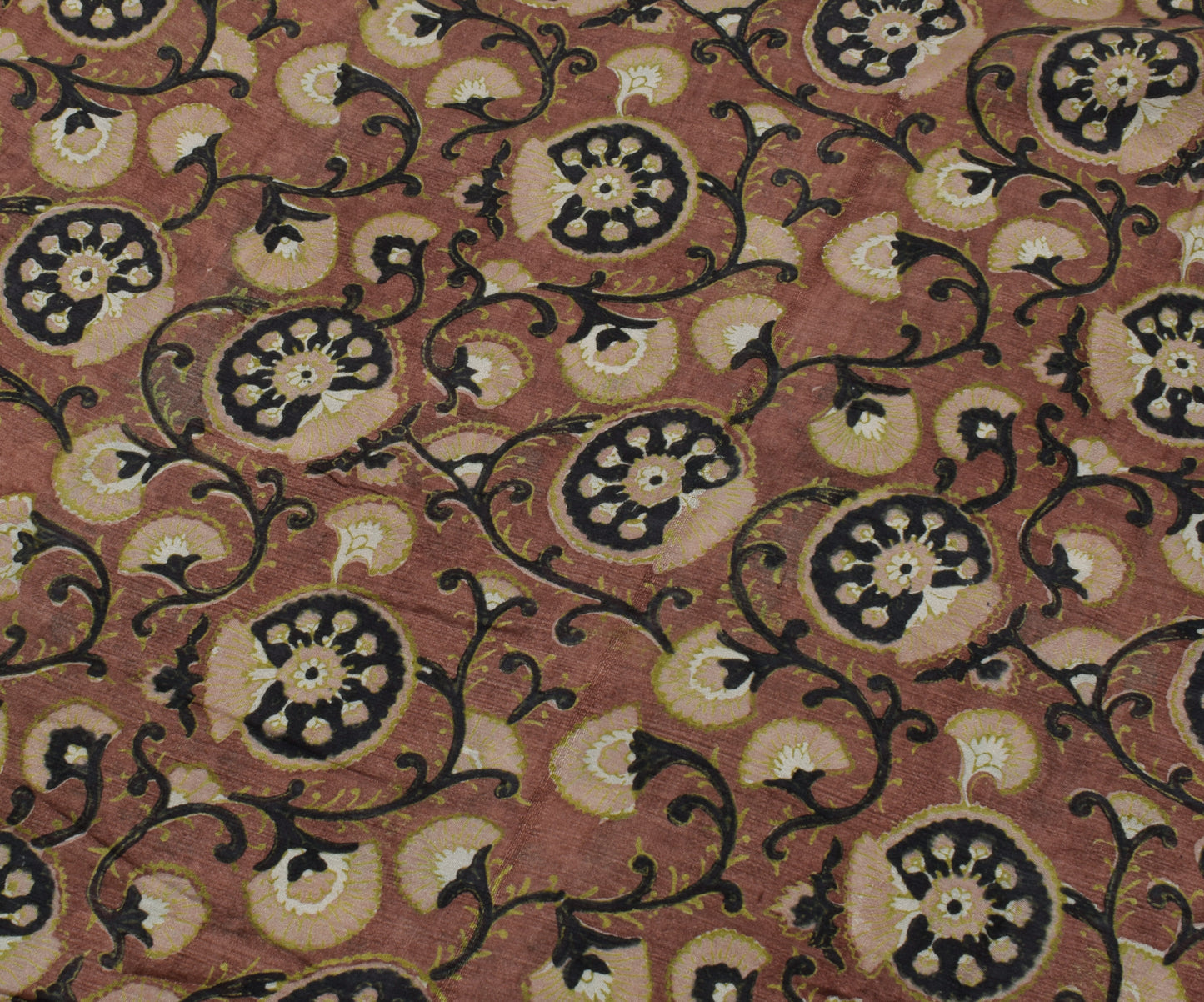Sushila Vintage Brown Scrap Saree 100% Pure Silk Printed Floral Sari Fabric