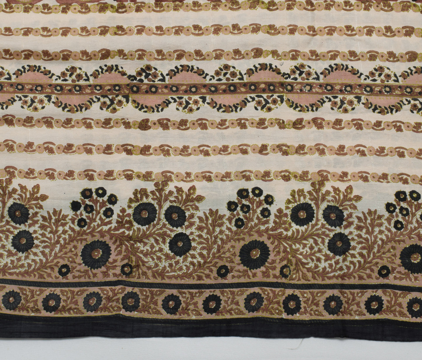 Sushila Vintage Brown Scrap Saree 100% Pure Silk Printed Floral Sari Fabric