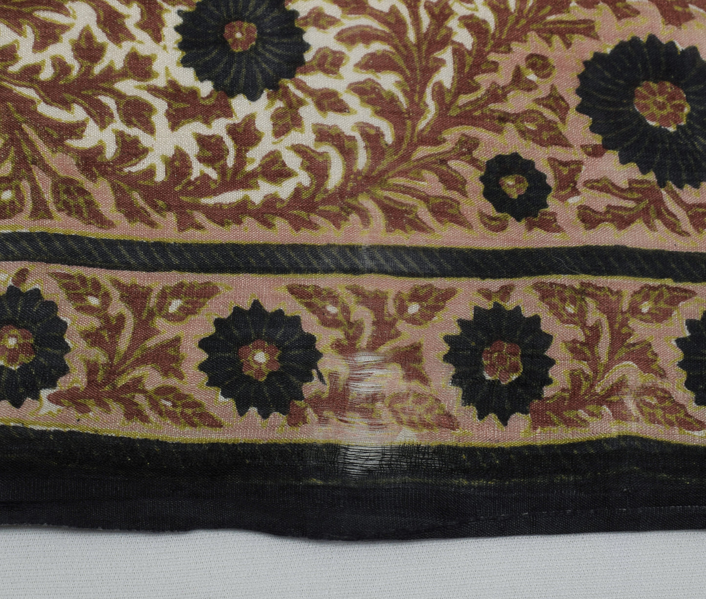 Sushila Vintage Brown Scrap Saree 100% Pure Silk Printed Floral Sari Fabric