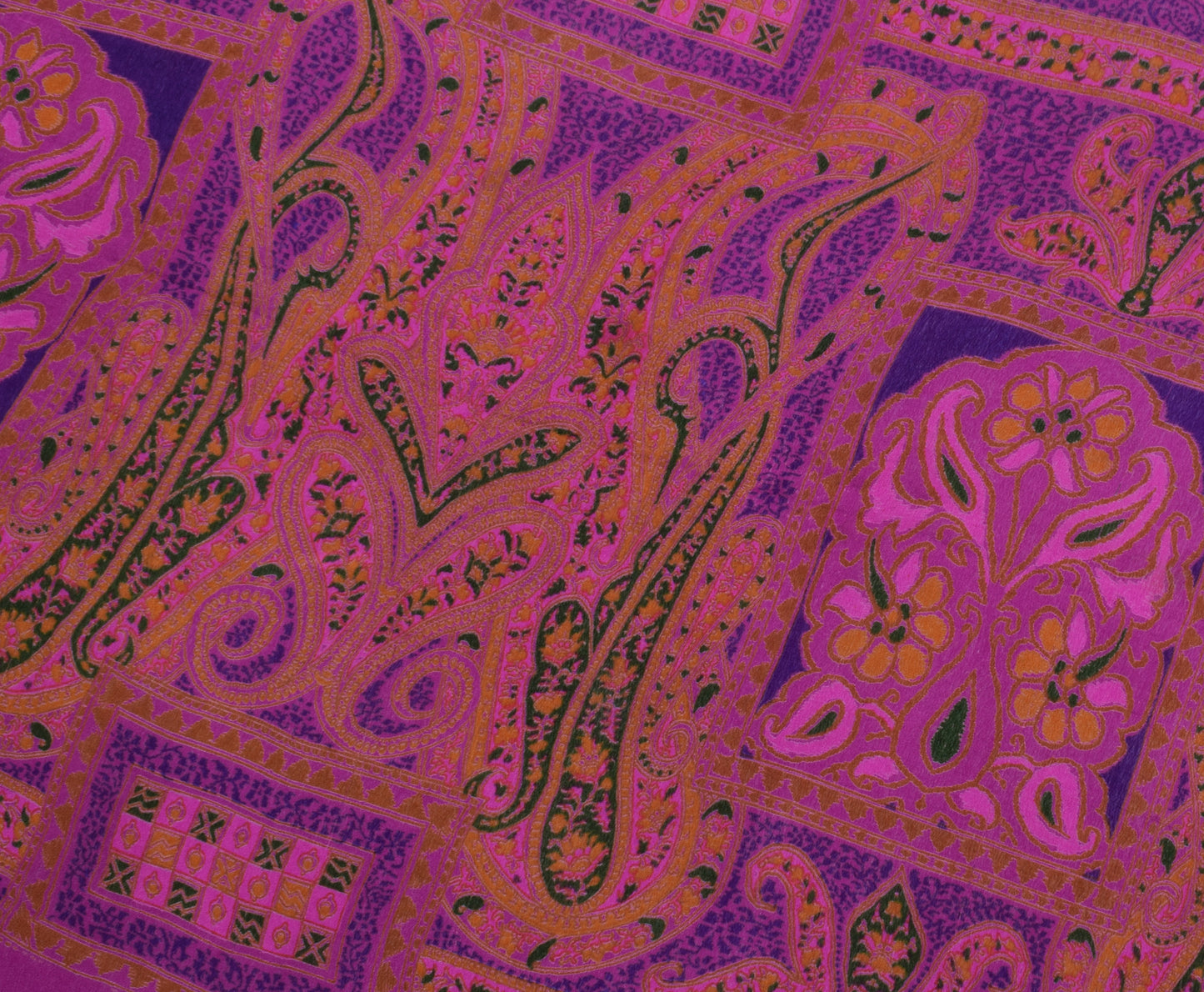 Sushila Vintage Magenta Scrap Saree Pure Georgette Silk Printed Sari Fabric