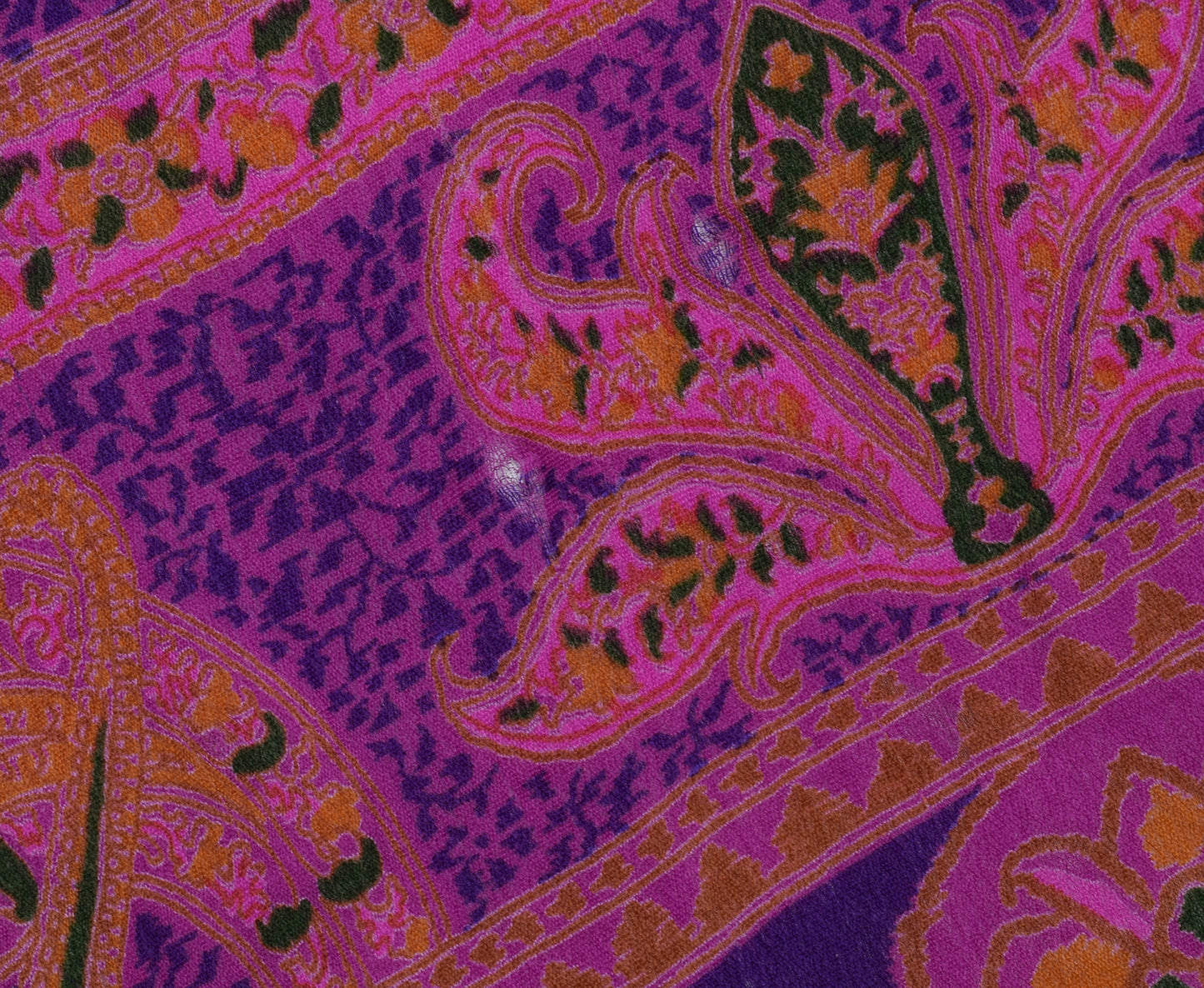 Sushila Vintage Magenta Scrap Saree Pure Georgette Silk Printed Sari Fabric