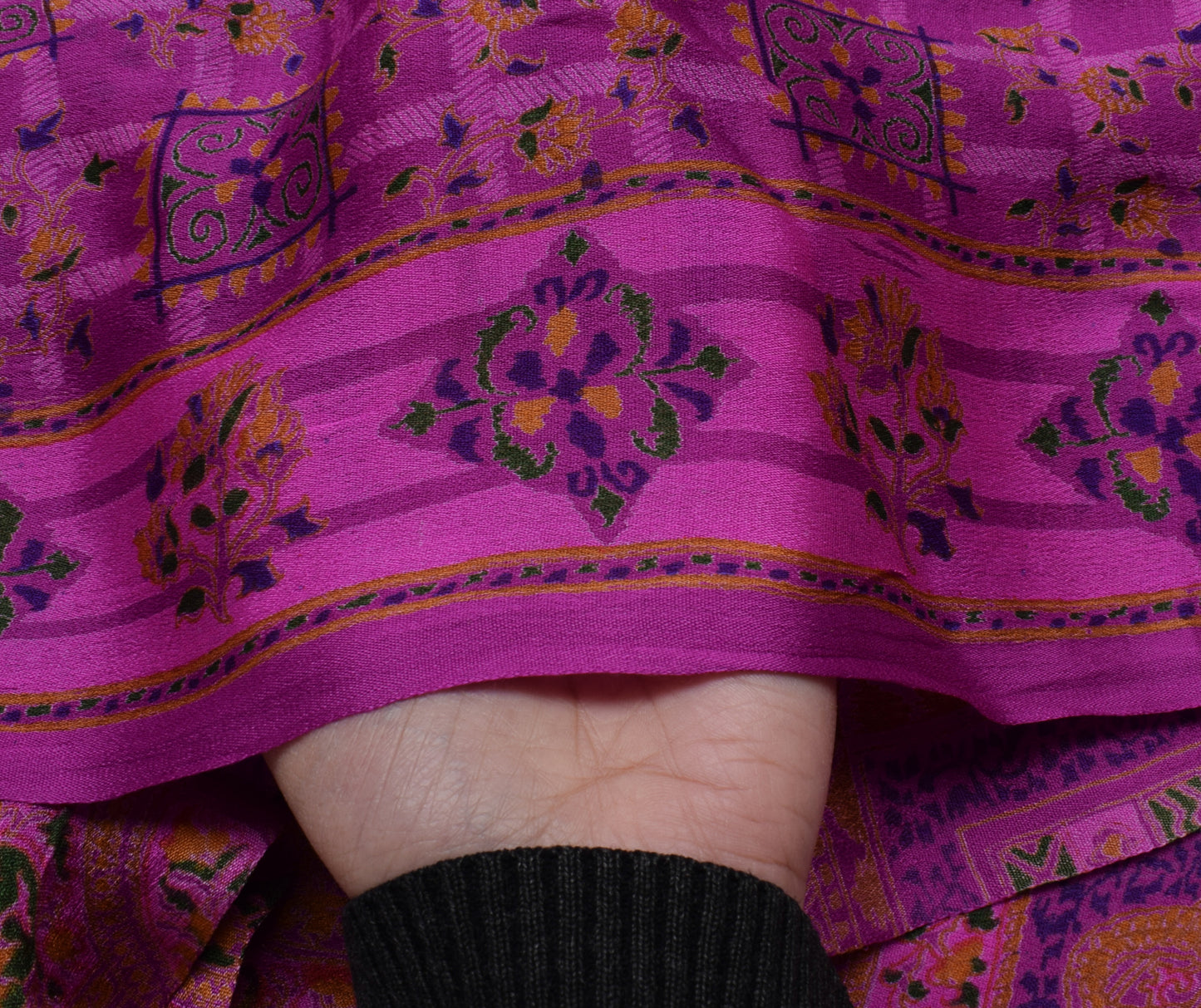 Sushila Vintage Magenta Scrap Saree Pure Georgette Silk Printed Sari Fabric