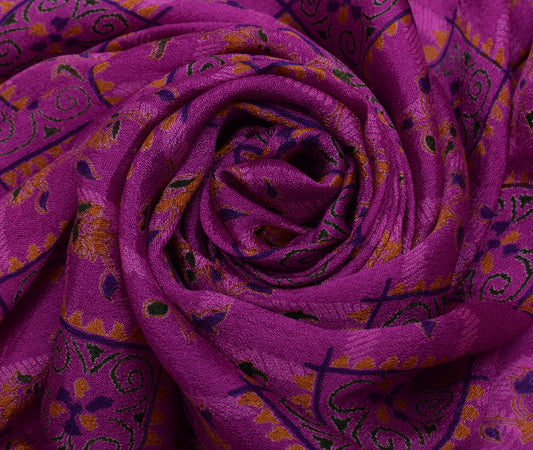 Sushila Vintage Magenta Scrap Saree Pure Georgette Silk Printed Sari Fabric