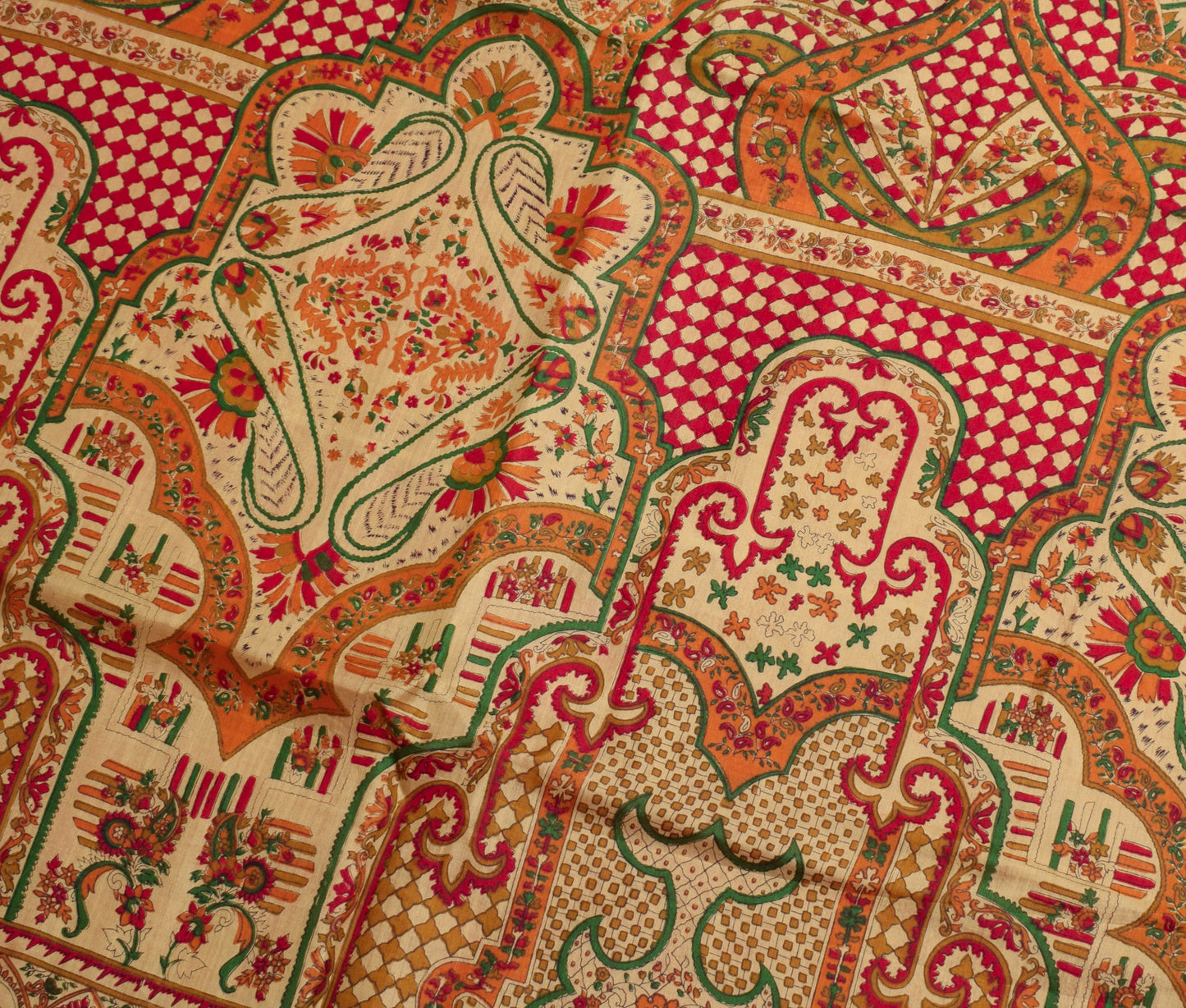 Sushila Vintage Dark Pink Scrap Saree 100% Pure Silk Printed Sari Craft Fabric