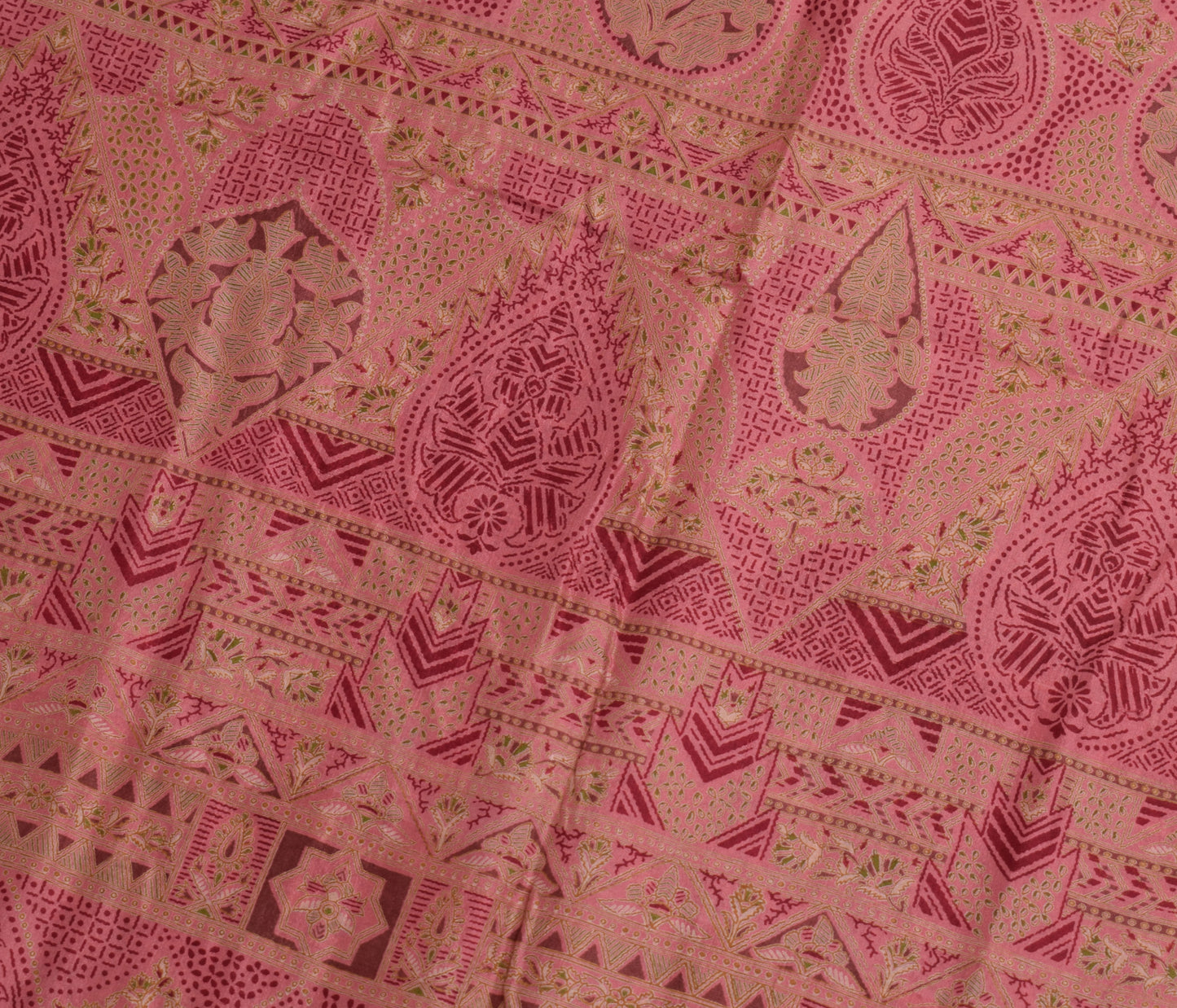 Sushila Vintage Scrap Saree 100% Pure Silk Printed Floral Soft Sari Craft Fabric