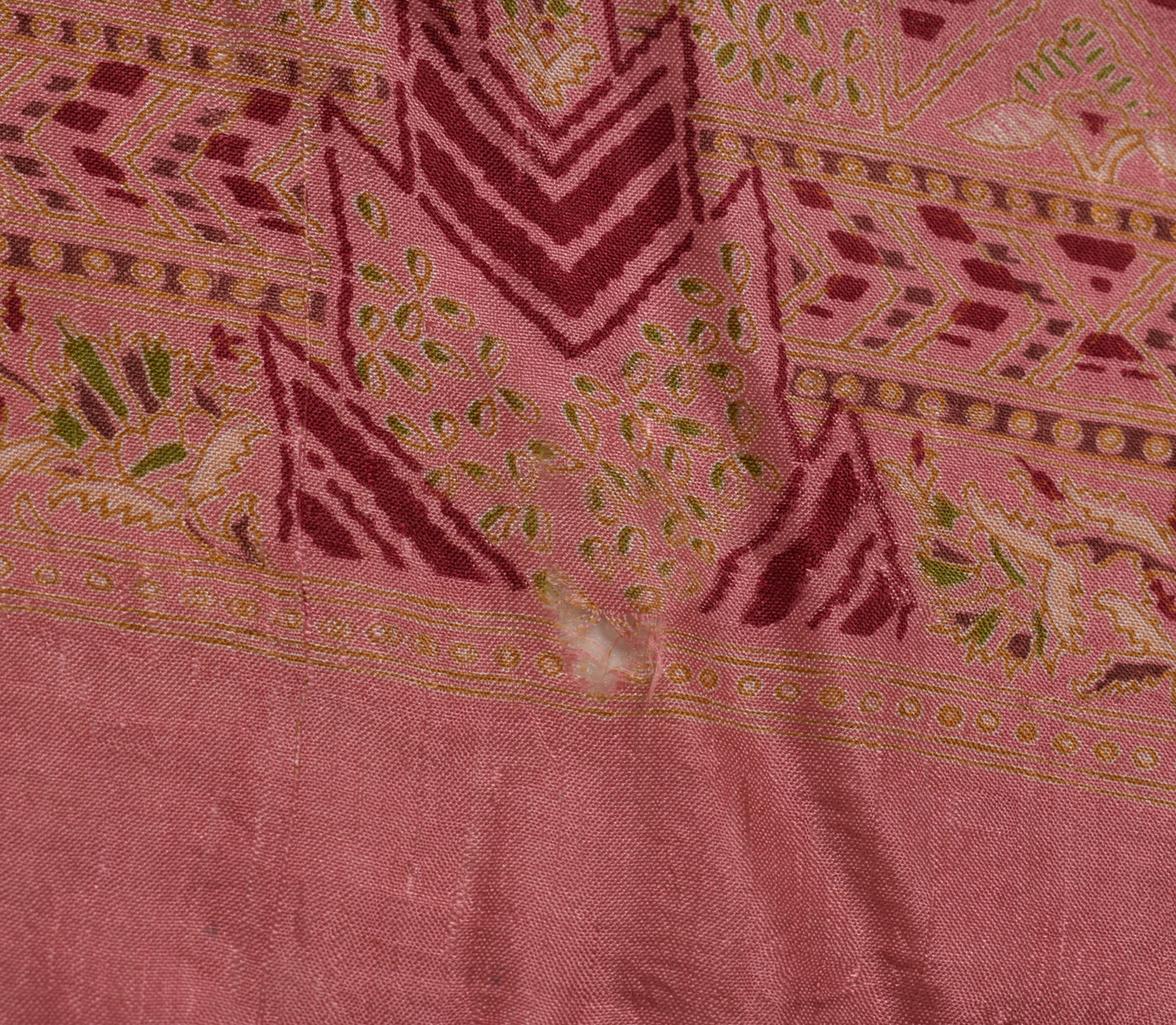 Sushila Vintage Scrap Saree 100% Pure Silk Printed Floral Soft Sari Craft Fabric