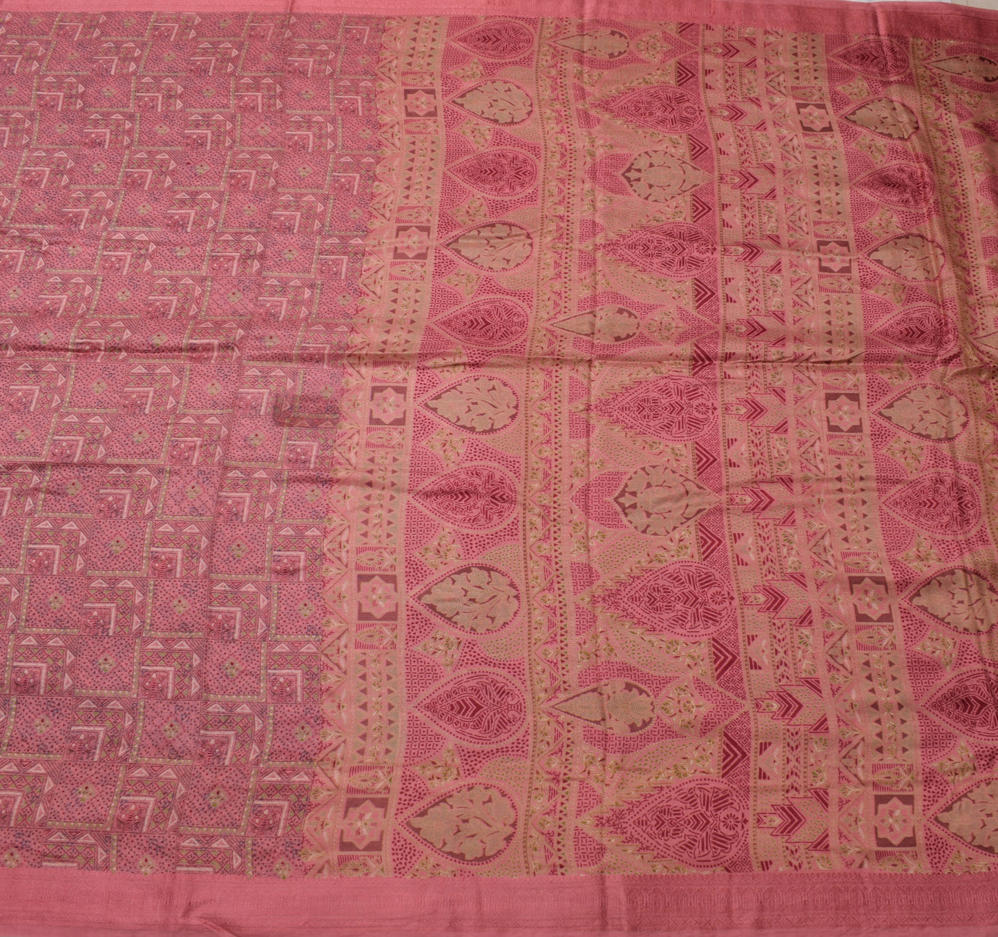 Sushila Vintage Scrap Saree 100% Pure Silk Printed Floral Soft Sari Craft Fabric