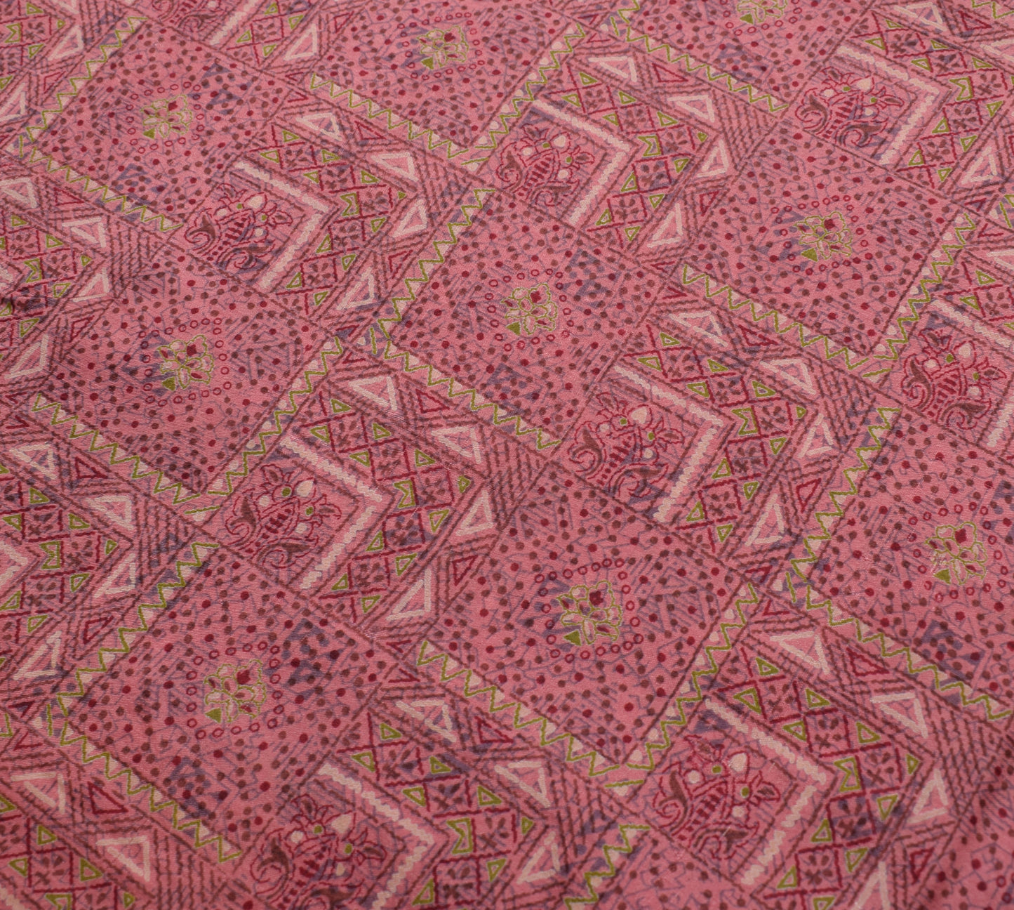 Sushila Vintage Scrap Saree 100% Pure Silk Printed Floral Soft Sari Craft Fabric