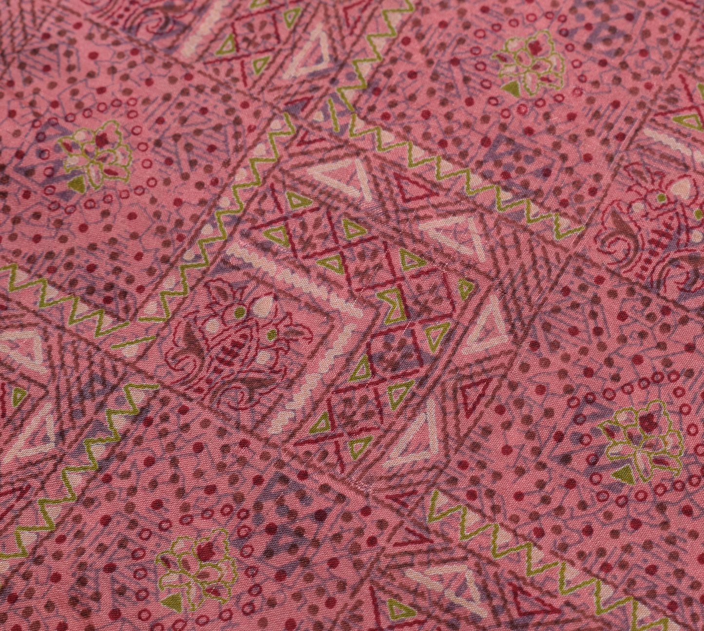 Sushila Vintage Scrap Saree 100% Pure Silk Printed Floral Soft Sari Craft Fabric