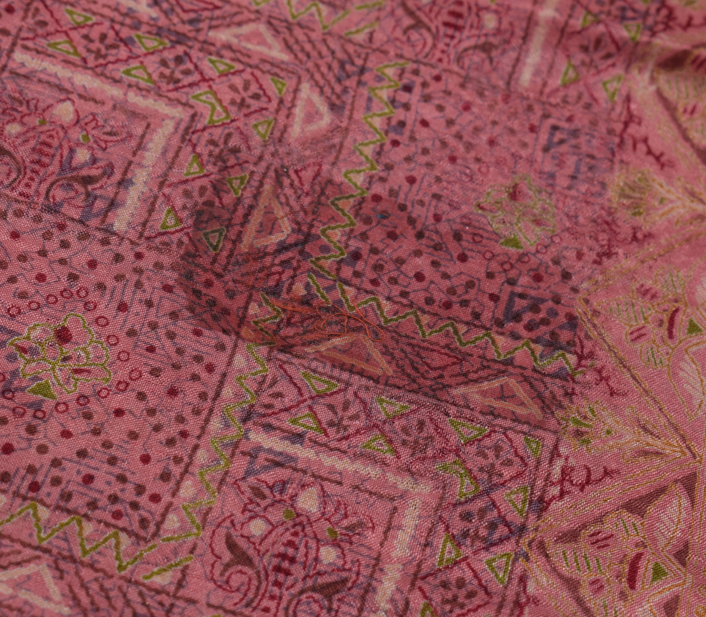 Sushila Vintage Scrap Saree 100% Pure Silk Printed Floral Soft Sari Craft Fabric