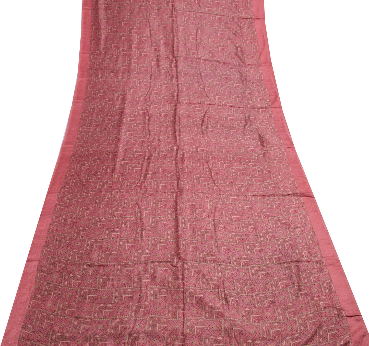 Sushila Vintage Scrap Saree 100% Pure Silk Printed Floral Soft Sari Craft Fabric