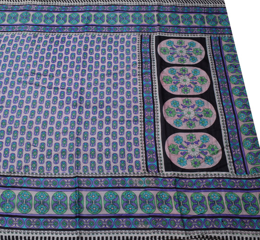 Sushila Vintage Indian Scrap Saree 100% Pure Satin Printed Floral Sari Fabric