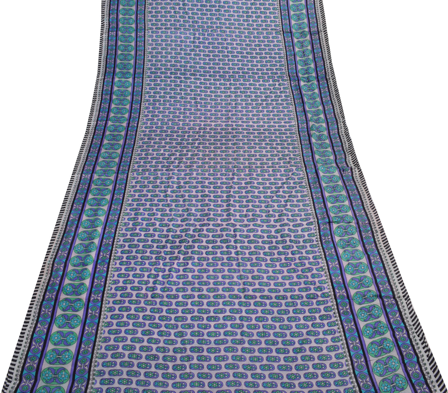 Sushila Vintage Indian Scrap Saree 100% Pure Satin Printed Floral Sari Fabric