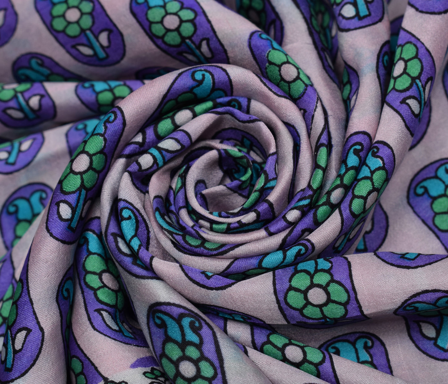 Sushila Vintage Indian Scrap Saree 100% Pure Satin Printed Floral Sari Fabric