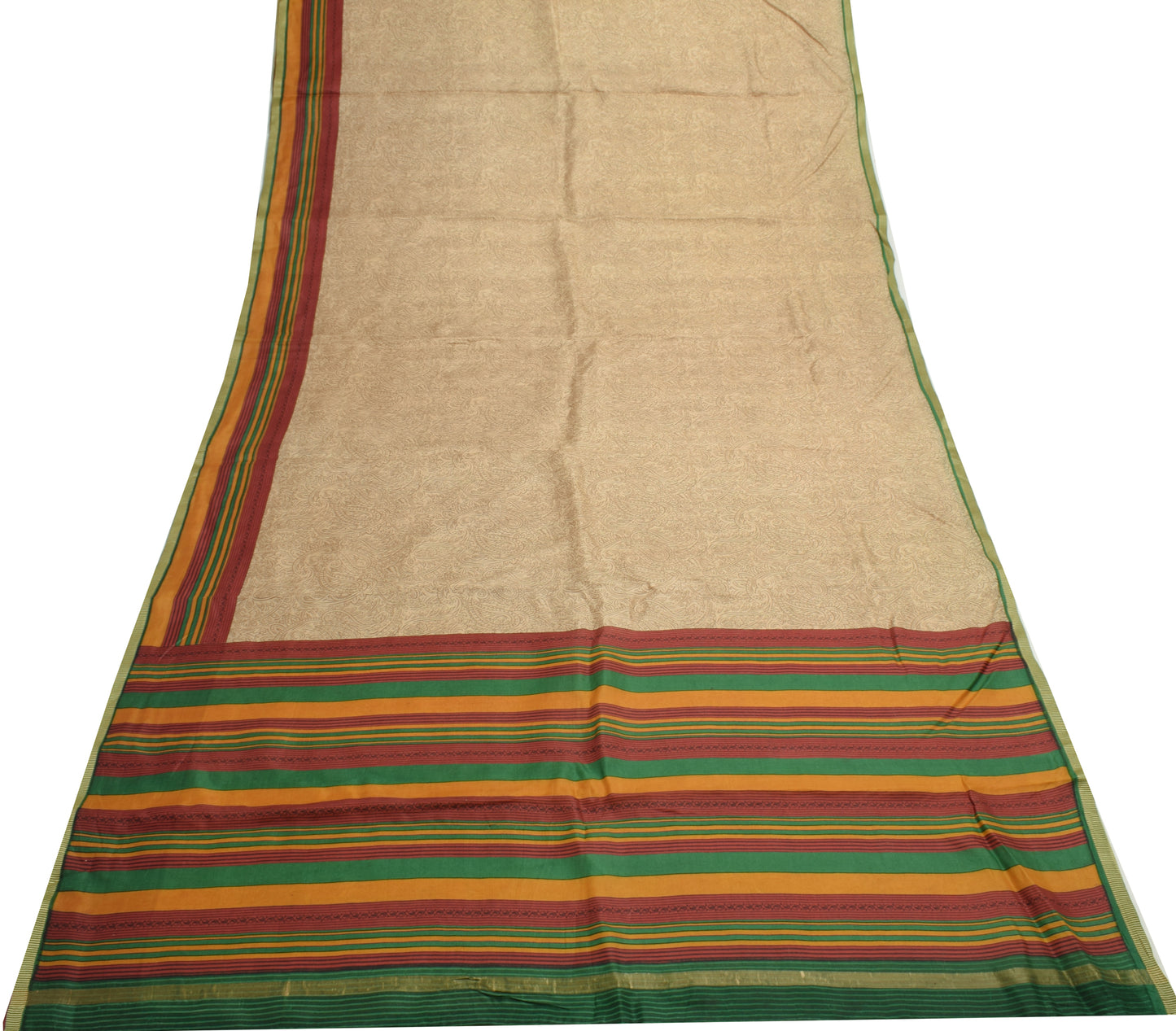 Sushila Vintage Brown Scrap Saree 100% Pure Silk Printed Paisley Sari Fabric