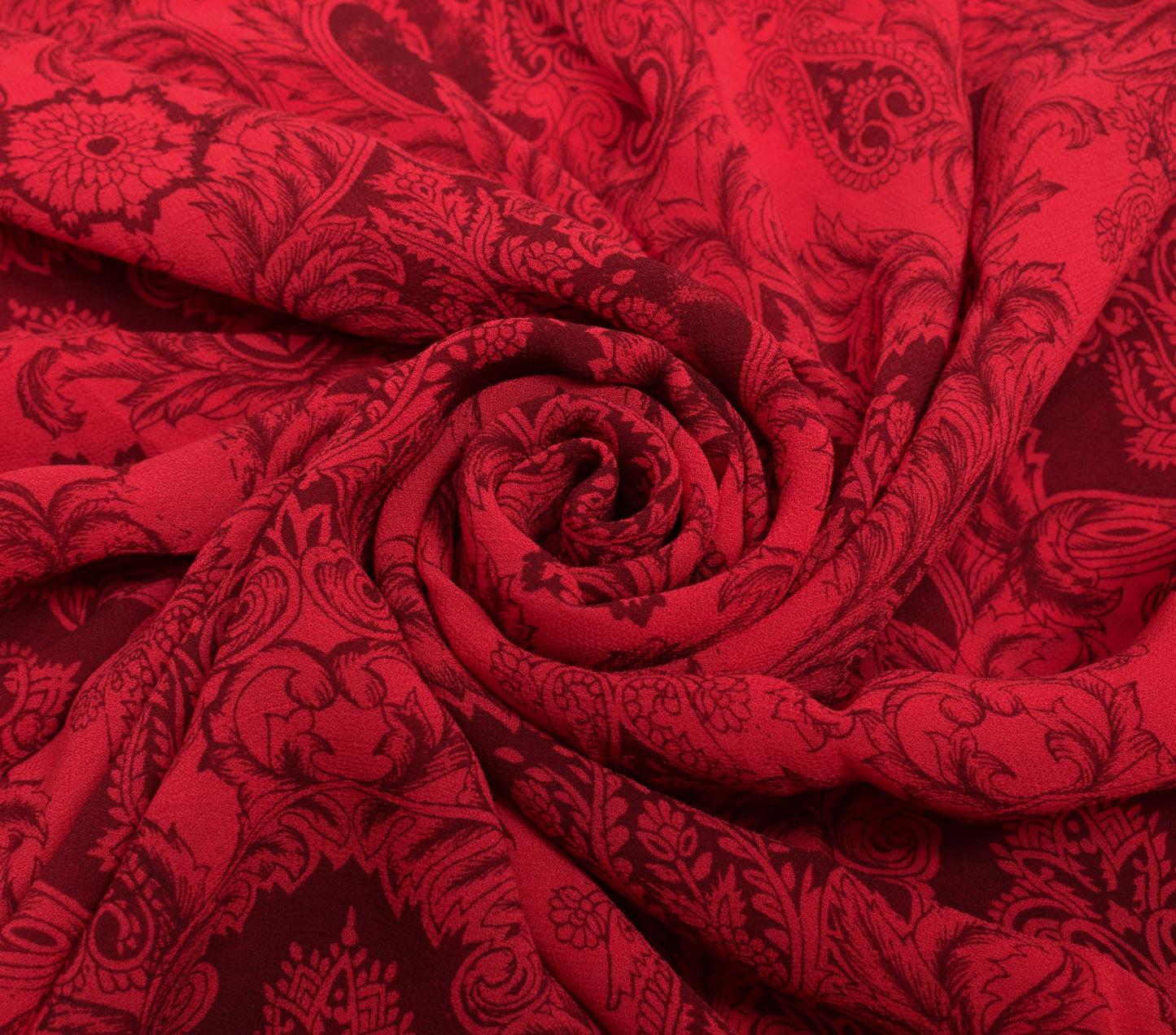 Sushila Vintage Red Scrap Saree 100% Pure Georgette Printed Floral Sari Fabric