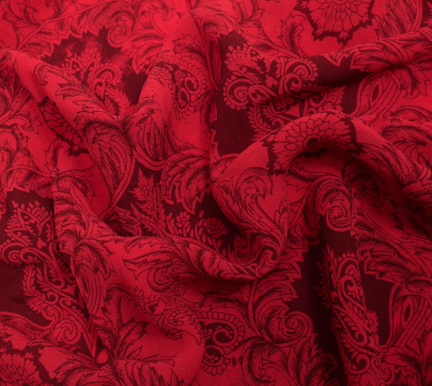 Sushila Vintage Red Scrap Saree 100% Pure Georgette Printed Floral Sari Fabric