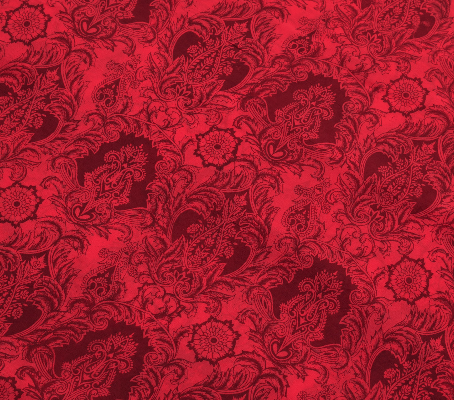 Sushila Vintage Red Scrap Saree 100% Pure Georgette Printed Floral Sari Fabric