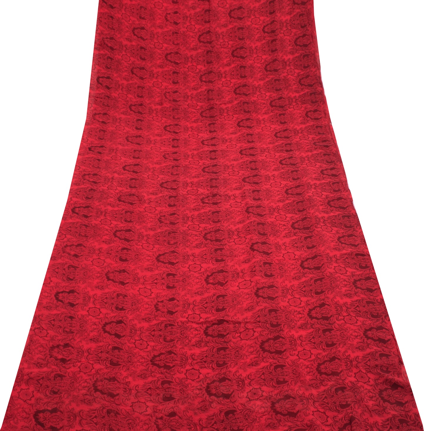 Sushila Vintage Red Scrap Saree 100% Pure Georgette Printed Floral Sari Fabric