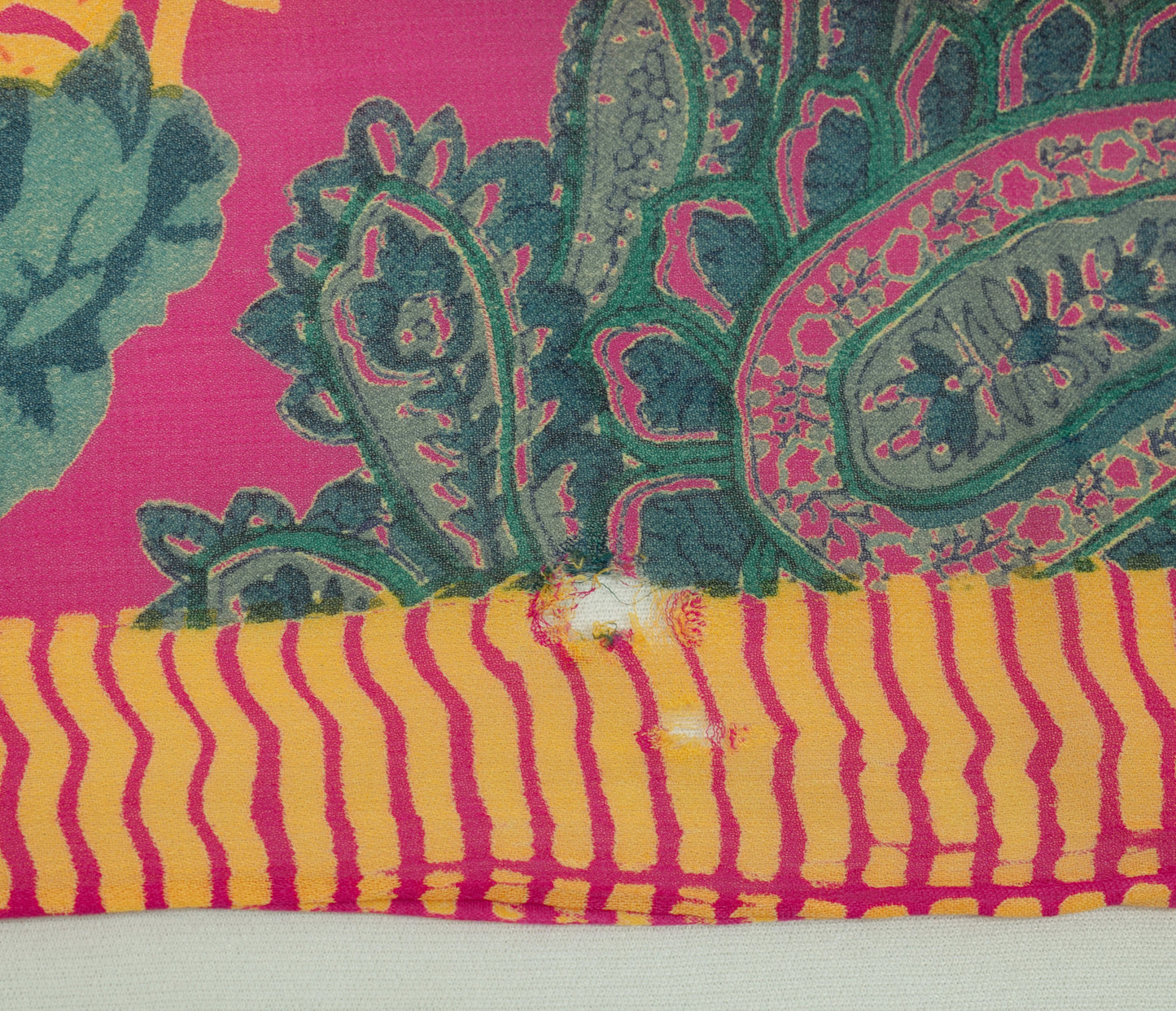 Sushila Vintage Fuchsia Scrap Saree Georgette Silk Printed Floral Sari Fabric