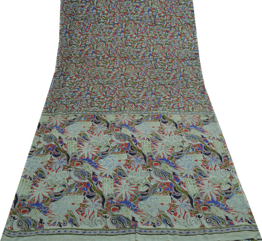 Sushila Vintage Multi-Color Scrap Saree 100% Pure Georgette Printed Sari Fabric