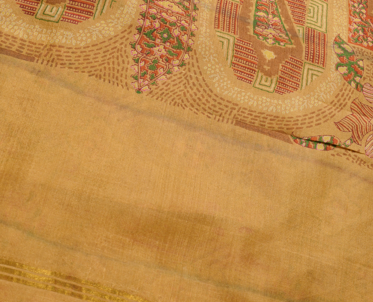 Sushila Vintage Brown Scrap Saree 100%Pure Silk Printed Floral Sari Craft Fabric