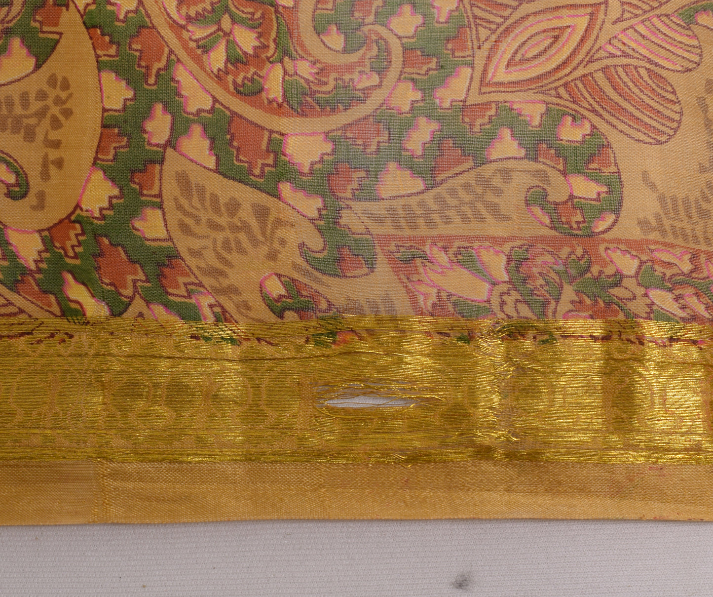 Sushila Vintage Brown Scrap Saree 100%Pure Silk Printed Floral Sari Craft Fabric