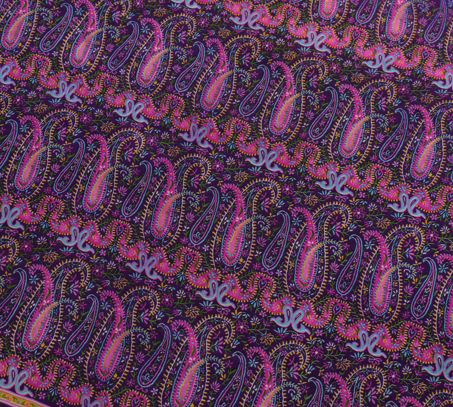 Sushila Vintage Magenta Scrap Saree Pure Georgette Printed Paisley Sari Fabric