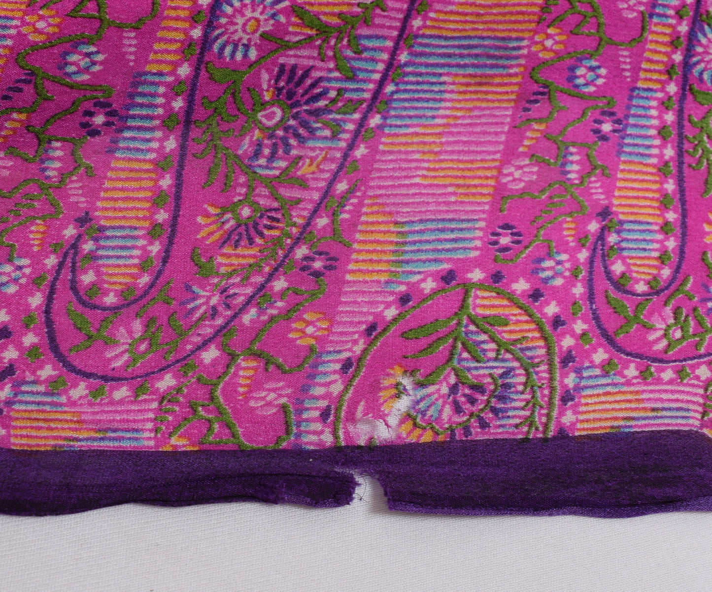 Sushila Vintage Magenta Scrap Saree Pure Georgette Printed Paisley Sari Fabric