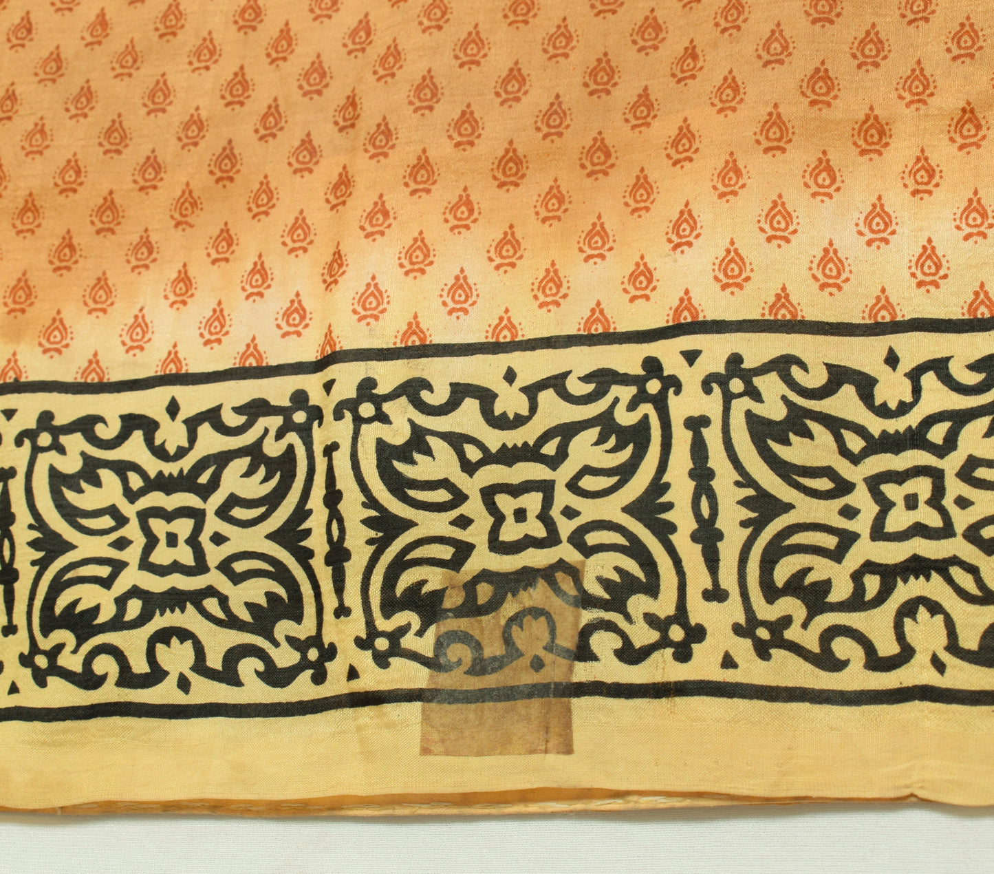 Sushila Vintage Brown Scrap Saree 100% Pure Silk Printed Sari 5 YD Craft Fabric