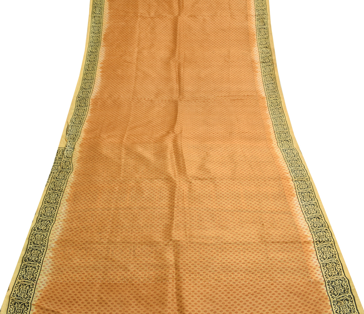 Sushila Vintage Brown Scrap Saree 100% Pure Silk Printed Sari 5 YD Craft Fabric