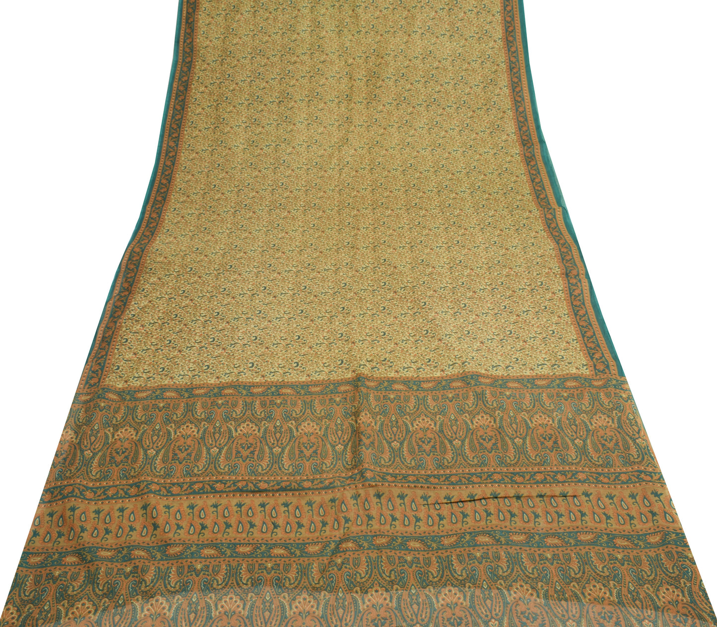 Sushila Vintage Brown Scrap Saree 100% Pure Cotton Printed Paisley Sari Fabric