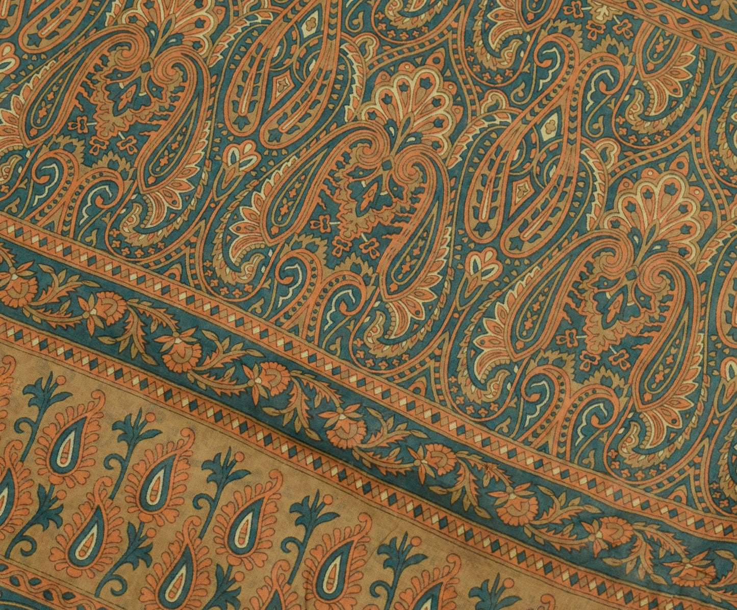 Sushila Vintage Brown Scrap Saree 100% Pure Cotton Printed Paisley Sari Fabric
