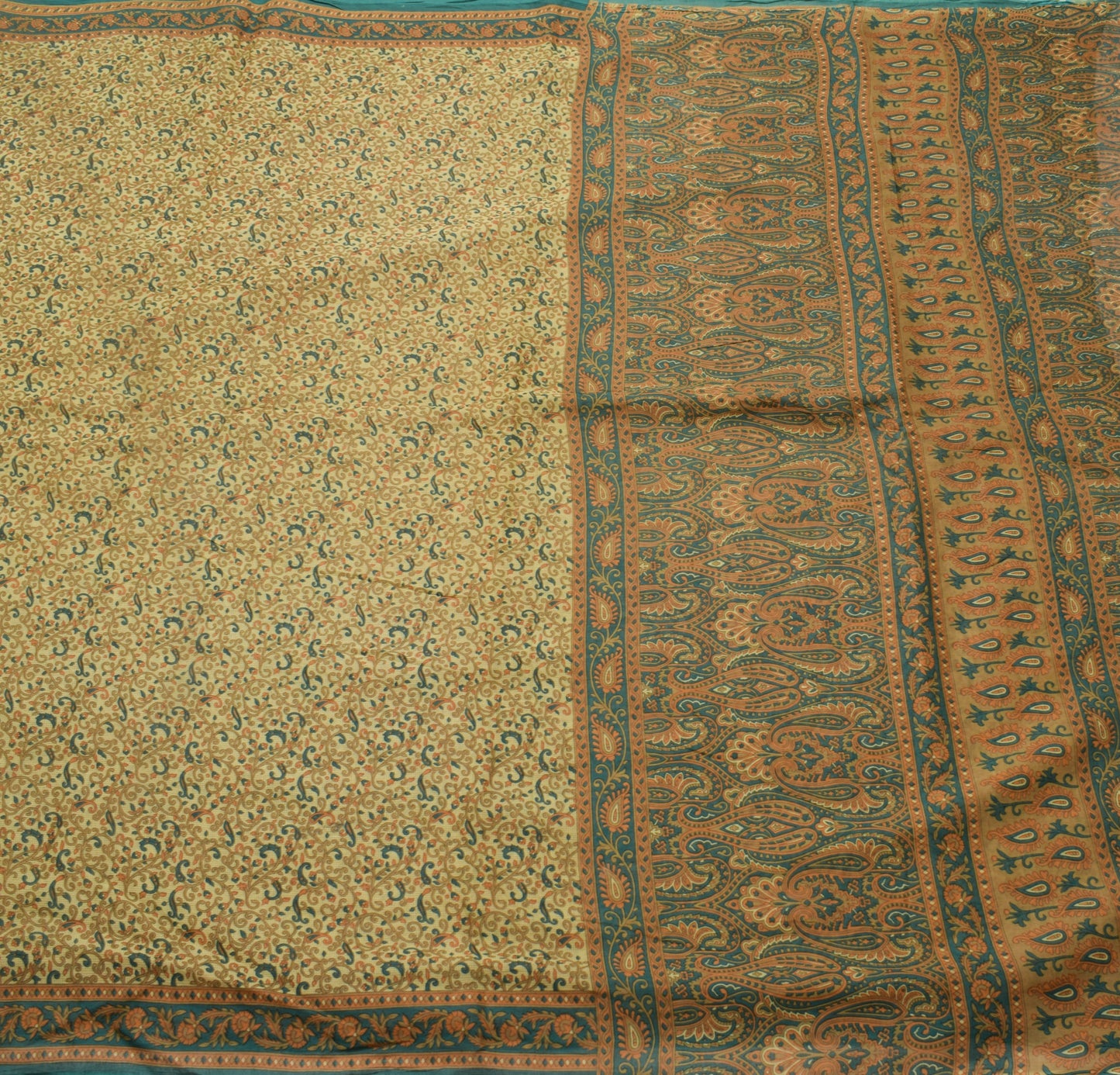 Sushila Vintage Brown Scrap Saree 100% Pure Cotton Printed Paisley Sari Fabric
