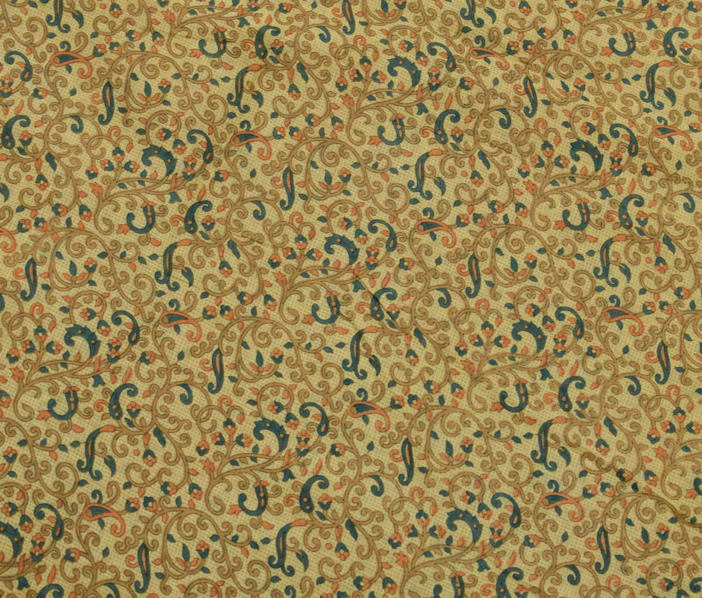 Sushila Vintage Brown Scrap Saree 100% Pure Cotton Printed Paisley Sari Fabric