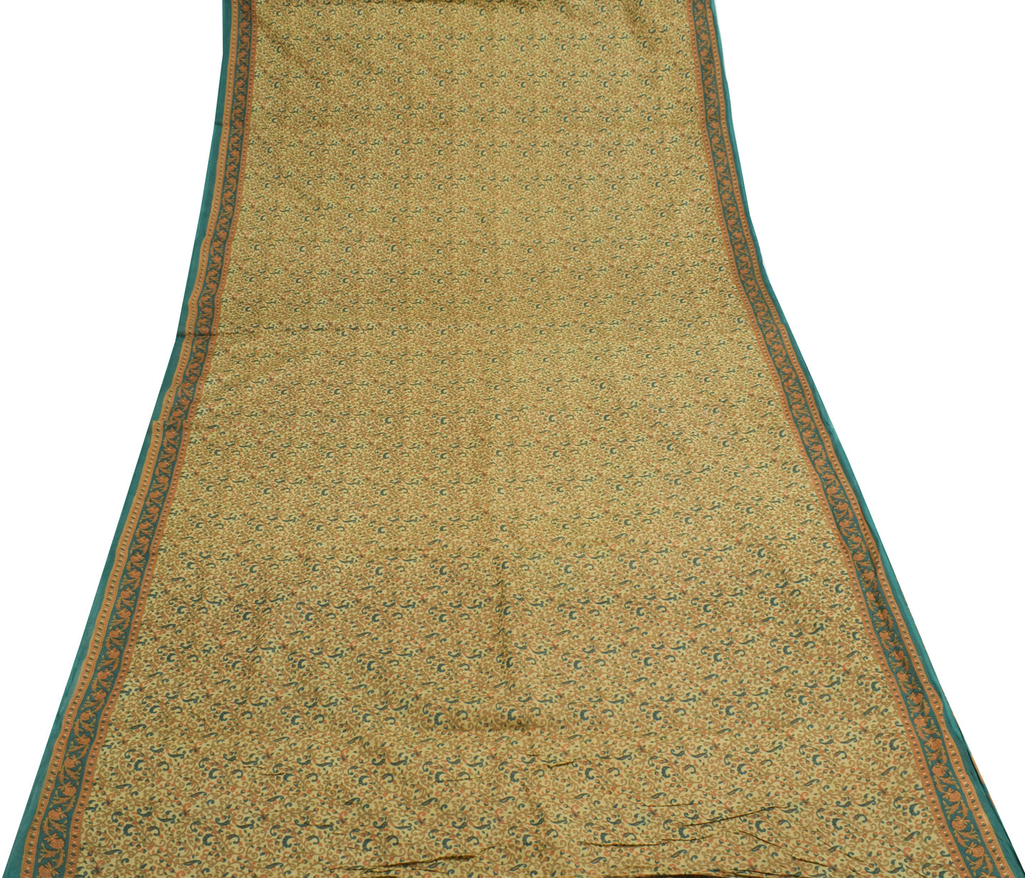 Sushila Vintage Brown Scrap Saree 100% Pure Cotton Printed Paisley Sari Fabric
