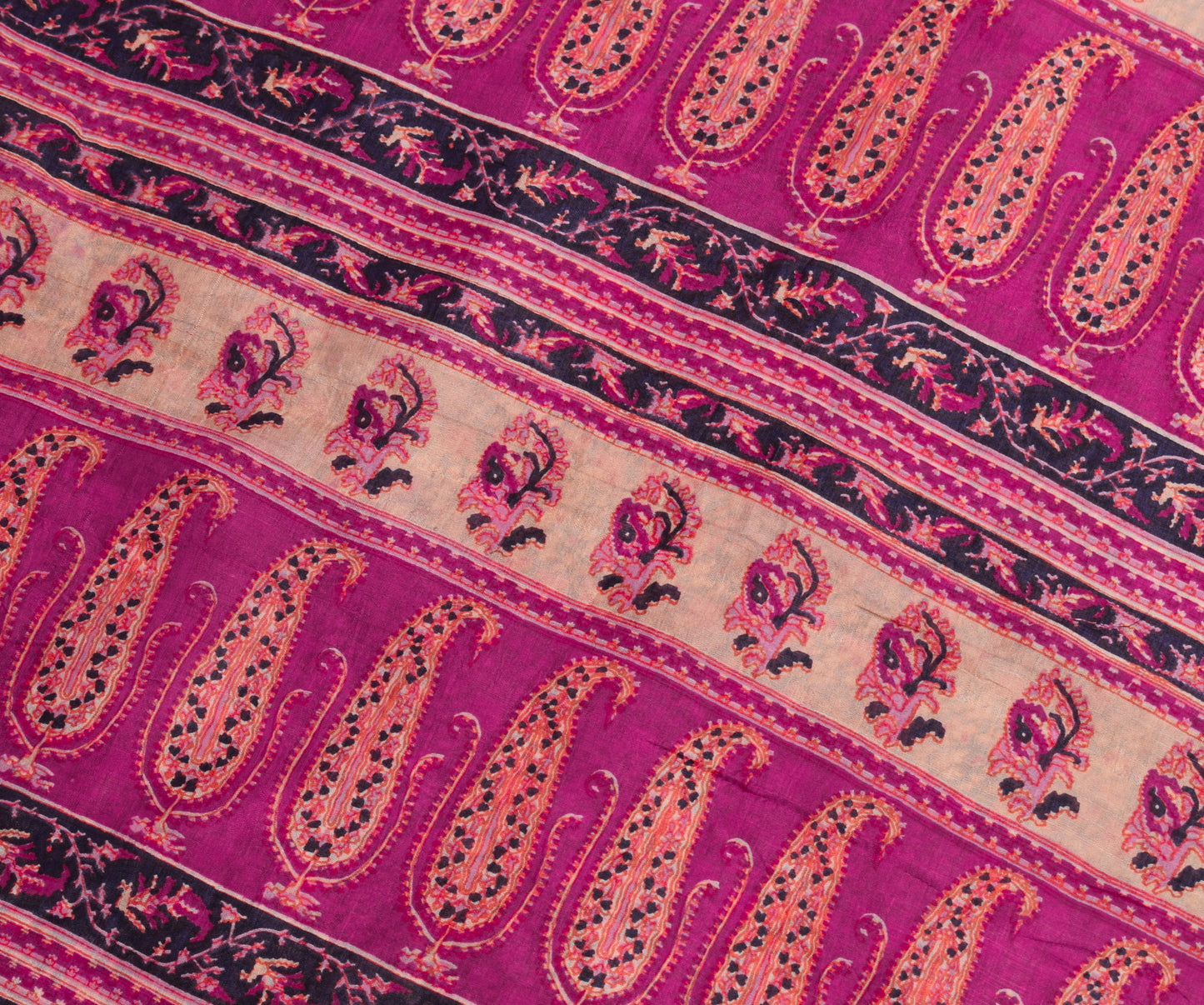 Sushila Vintage Dark Blue Scrap Saree 100% Pure Silk Printed Sari Craft Fabric